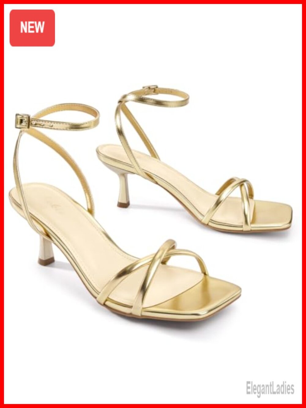 Women Kitten Heel Sandals Strappy Low Heels Wedding Party Prom Shoes